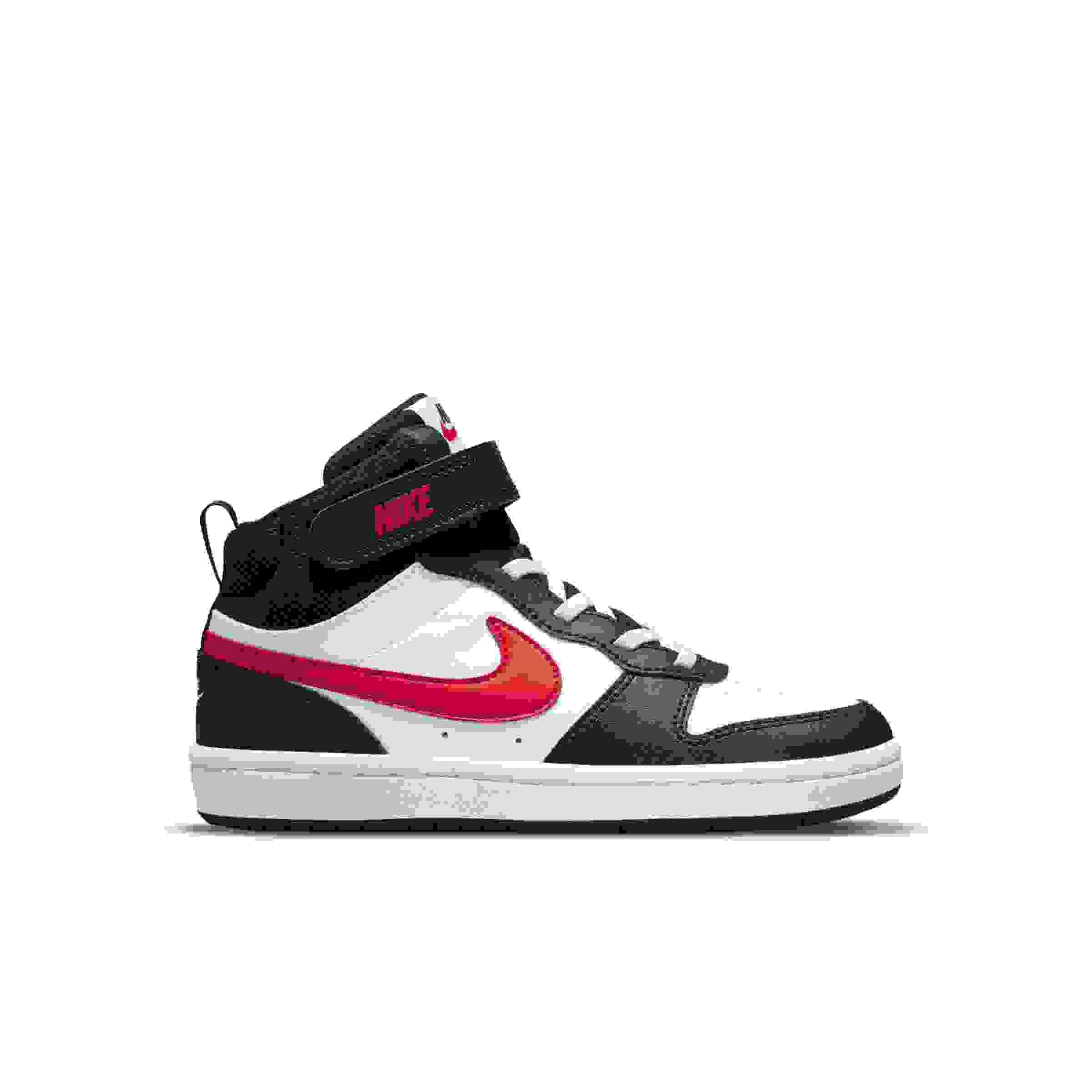 Nike Court Borough Mid 2 Preschool Boys' "White/White/Black/University Red" Shoe